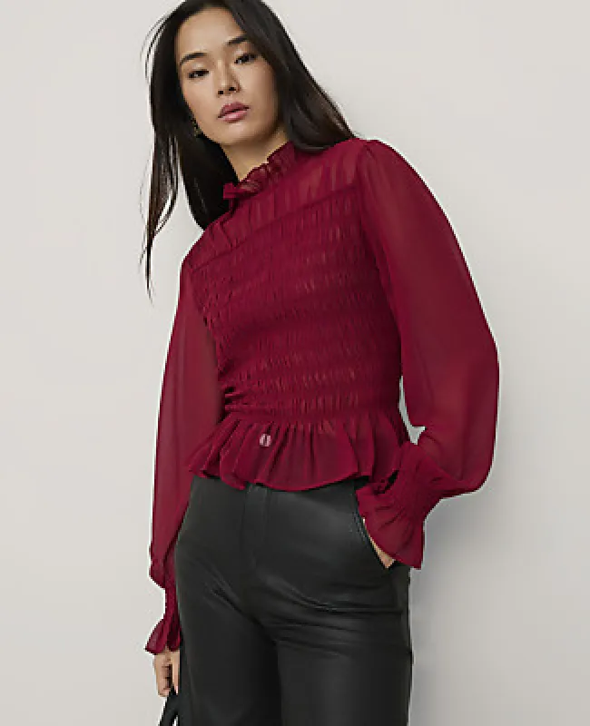 Ann Taylor Ruffle Smocked Top made by Ann Taylor