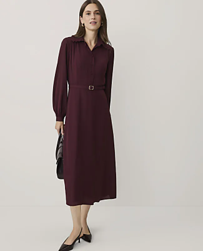 Ann Taylor Petite Lace Trim Midi Shirtdress made by Ann Taylor