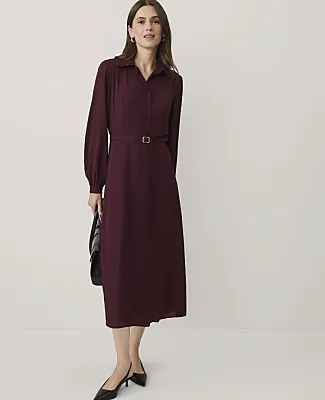 Ann Taylor Petite Lace Trim Midi Shirtdress sold by Ann Taylor