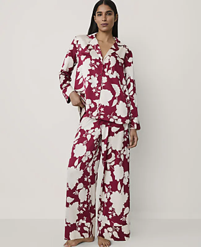Ann Taylor Floral Satin Pajama Set made by Ann Taylor