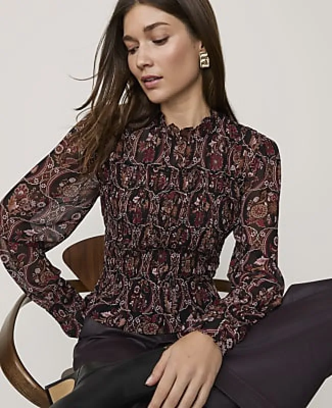 Ann Taylor Petite Floral Ruffle Smocked Top made by Ann Taylor