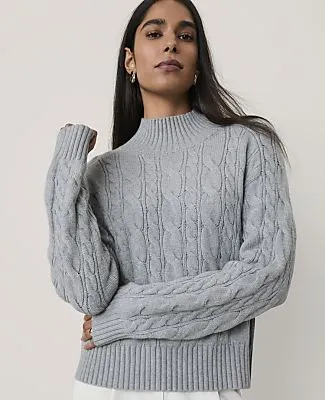 Ann Taylor Cable Mock Neck Sweater sold by Ann Taylor