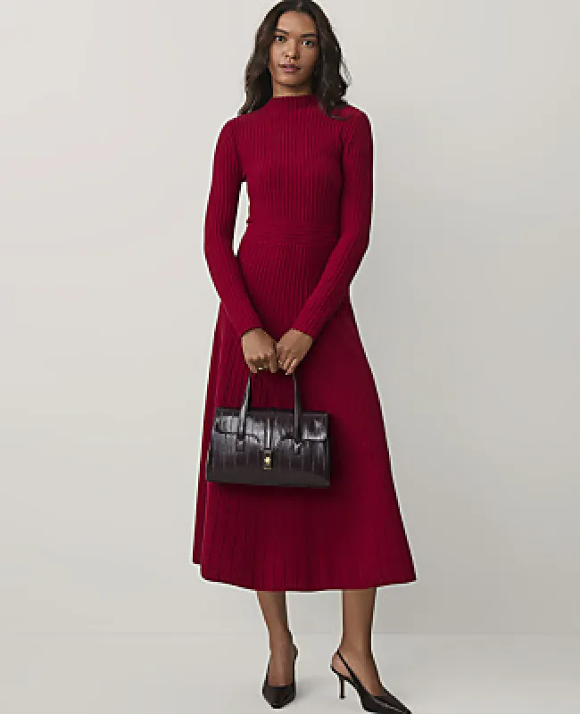 Ann Taylor Ribbed Mock Neck Sweater Dress made by Ann Taylor