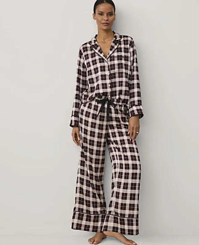 Ann Taylor Plaid Satin Pajama Set made by Ann Taylor