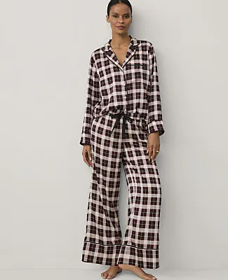 Ann Taylor Plaid Satin Pajama Set sold by Ann Taylor