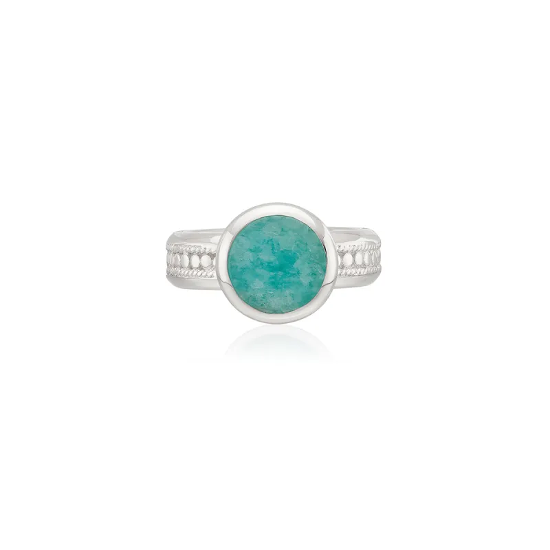 Amazonite Circle Cocktail Ring - Silver sold by Anna Beck