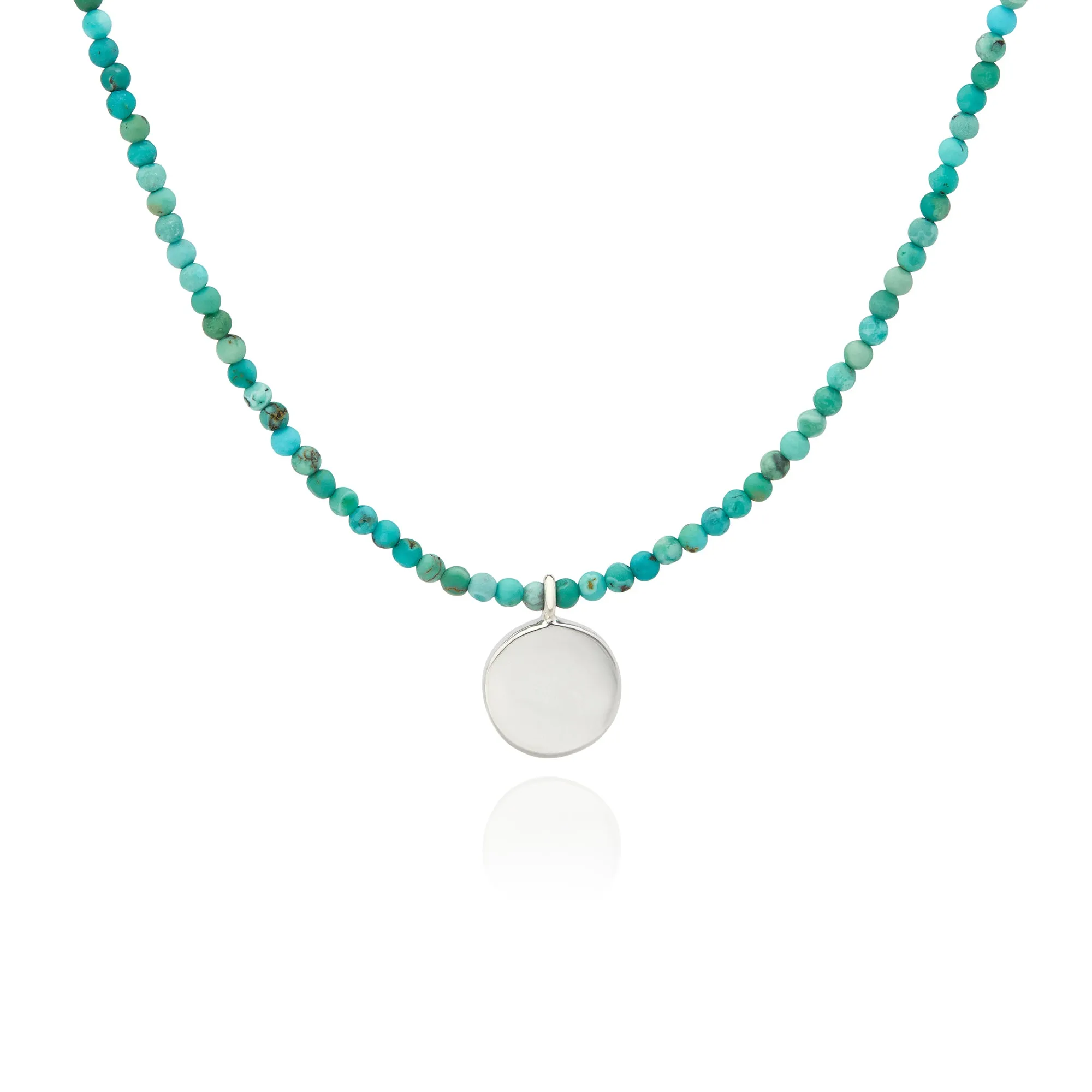 Beaded Turquoise Circle Pendant Necklace - Silver sold by Anna Beck product image thumbnail 3