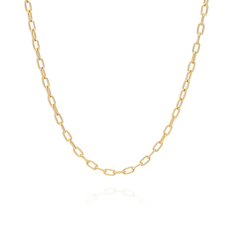 Elongated Oval Chain Collar Necklace - Gold sold by Anna Beck