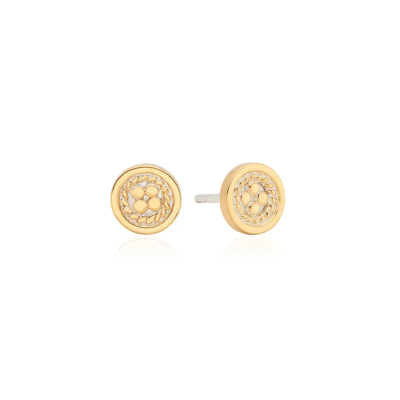 Classic Smooth Border Mini Stud Earrings - Gold sold by Anna Beck