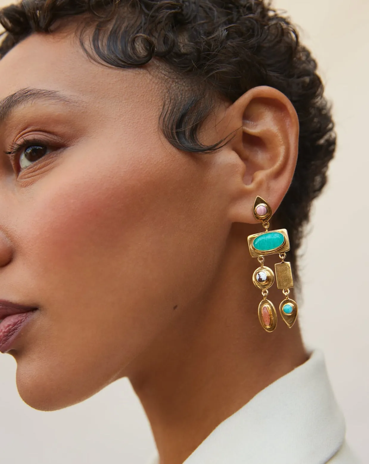 Multi-Shape Drop Statement Earrings sold by Anna Beck product image thumbnail 2