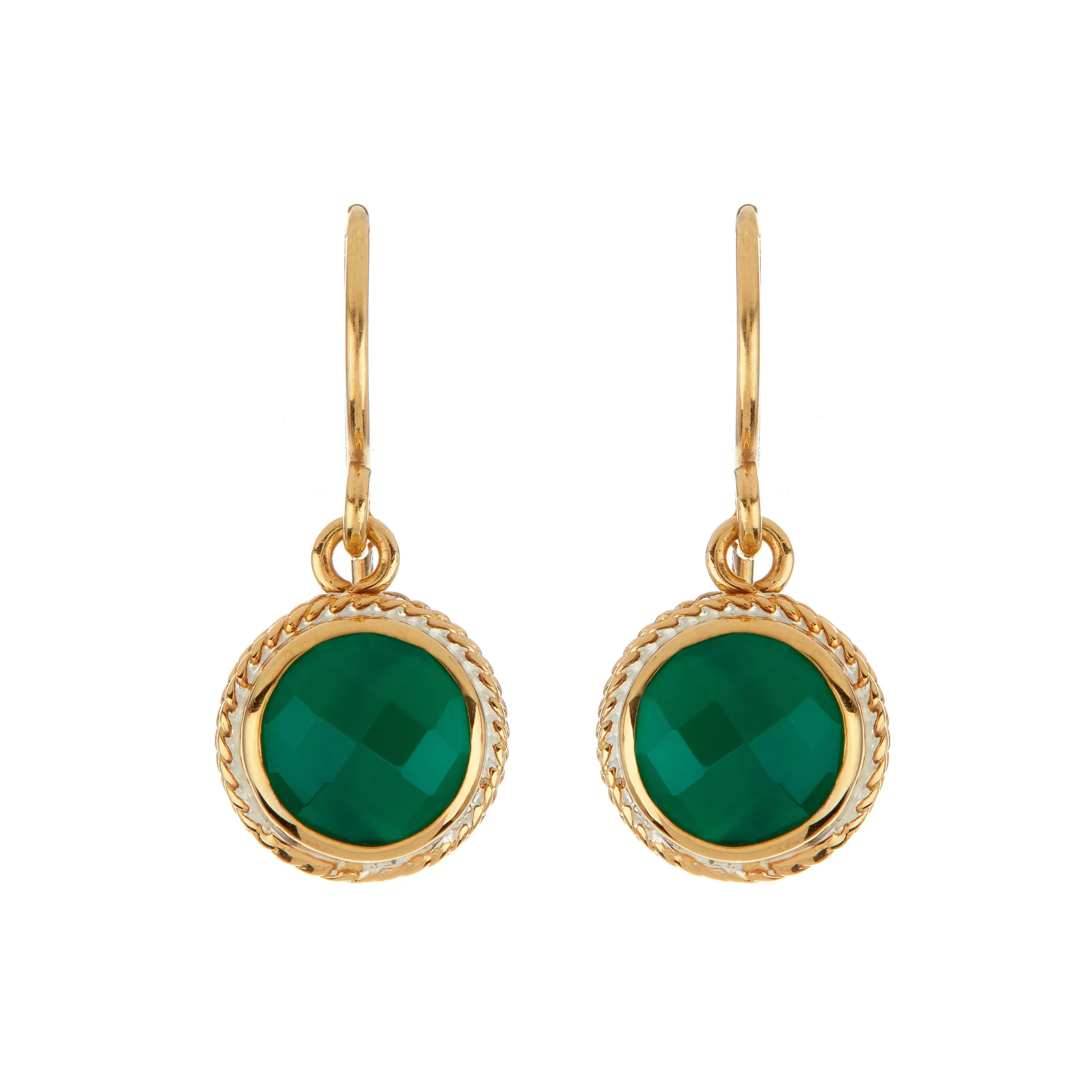 Green Onyx Circle Drop Earrings sold by Anna Beck
