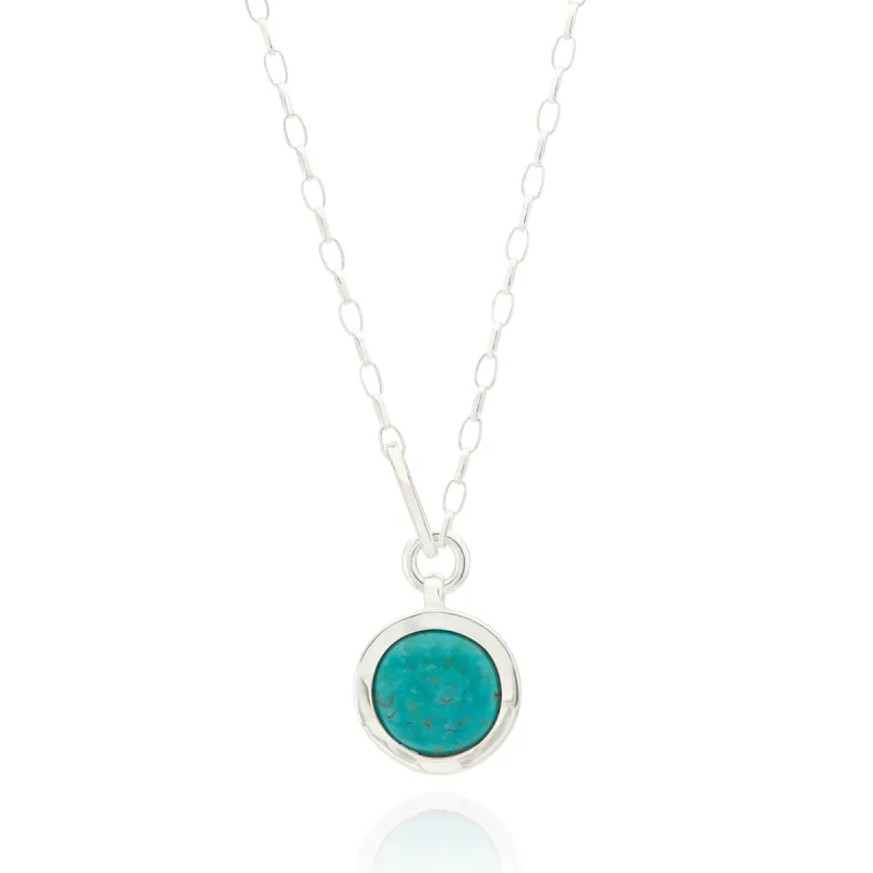Large Wavy Turquoise Pendant Necklace - Silver sold by Anna Beck