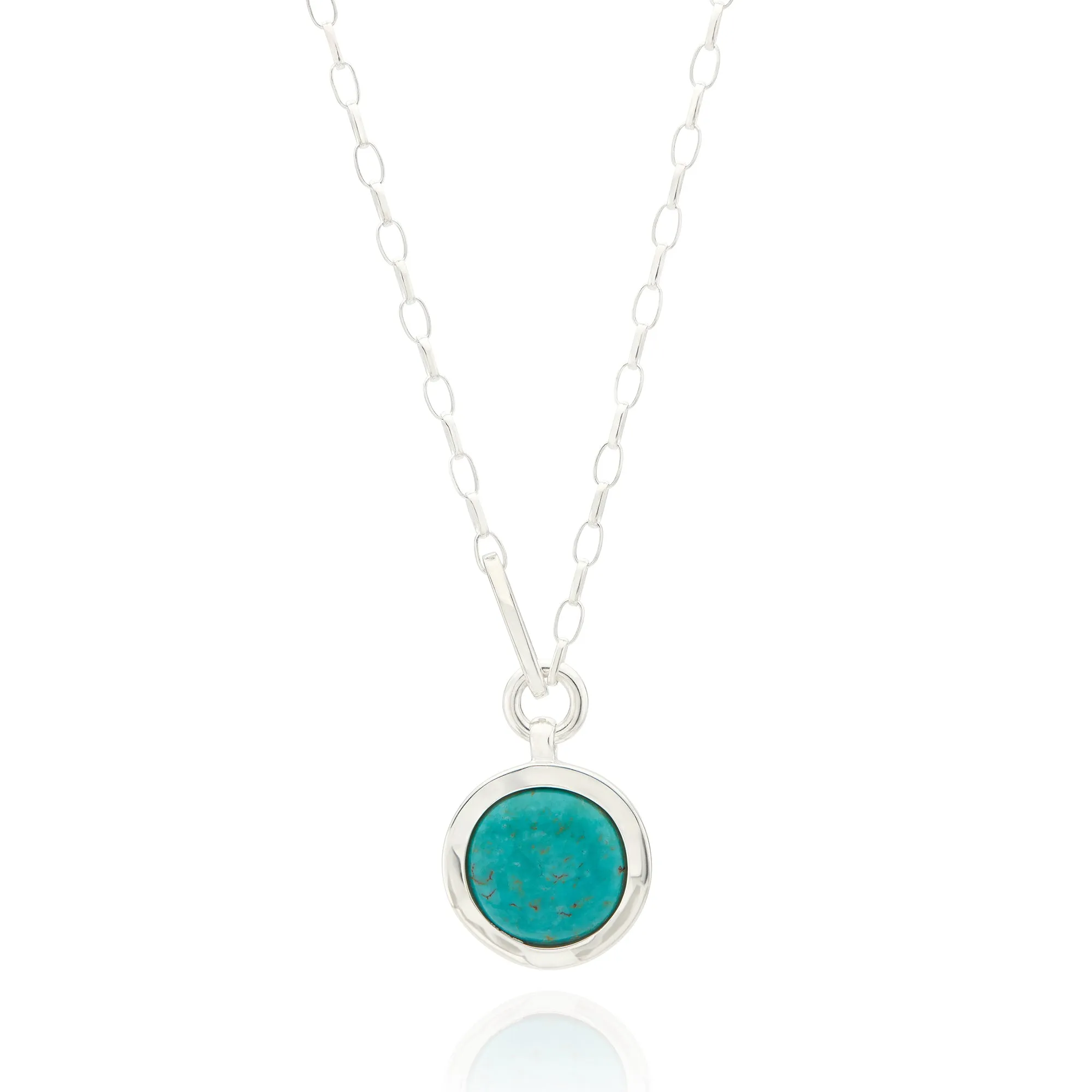 Large Wavy Turquoise Pendant Necklace - Silver sold by Anna Beck