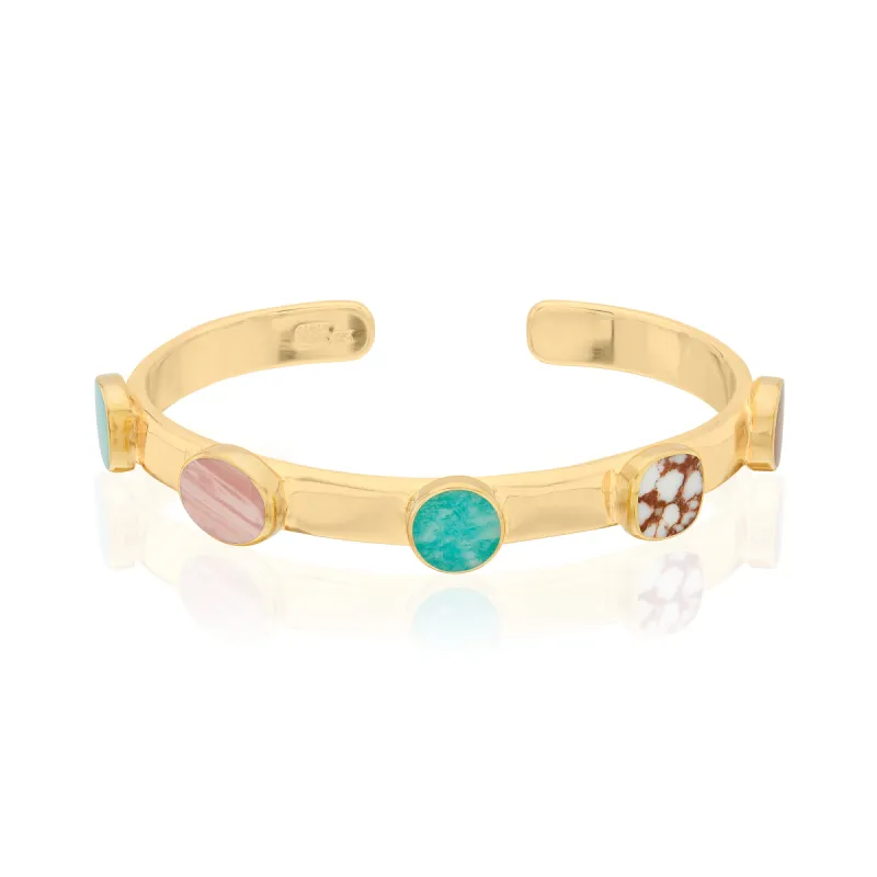 Raised Multi-Stone Cuff - Gold sold by Anna Beck