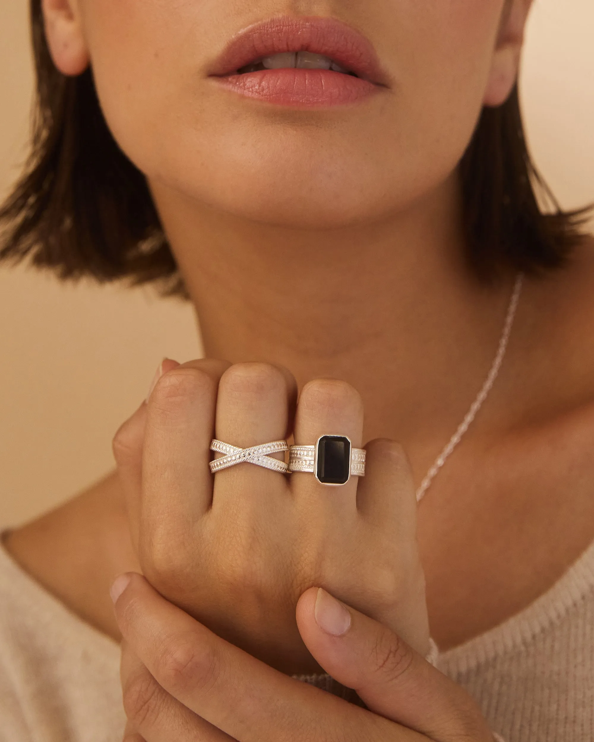 Large Black Onyx Rectangle Ring - Silver sold by Anna Beck product image thumbnail 2