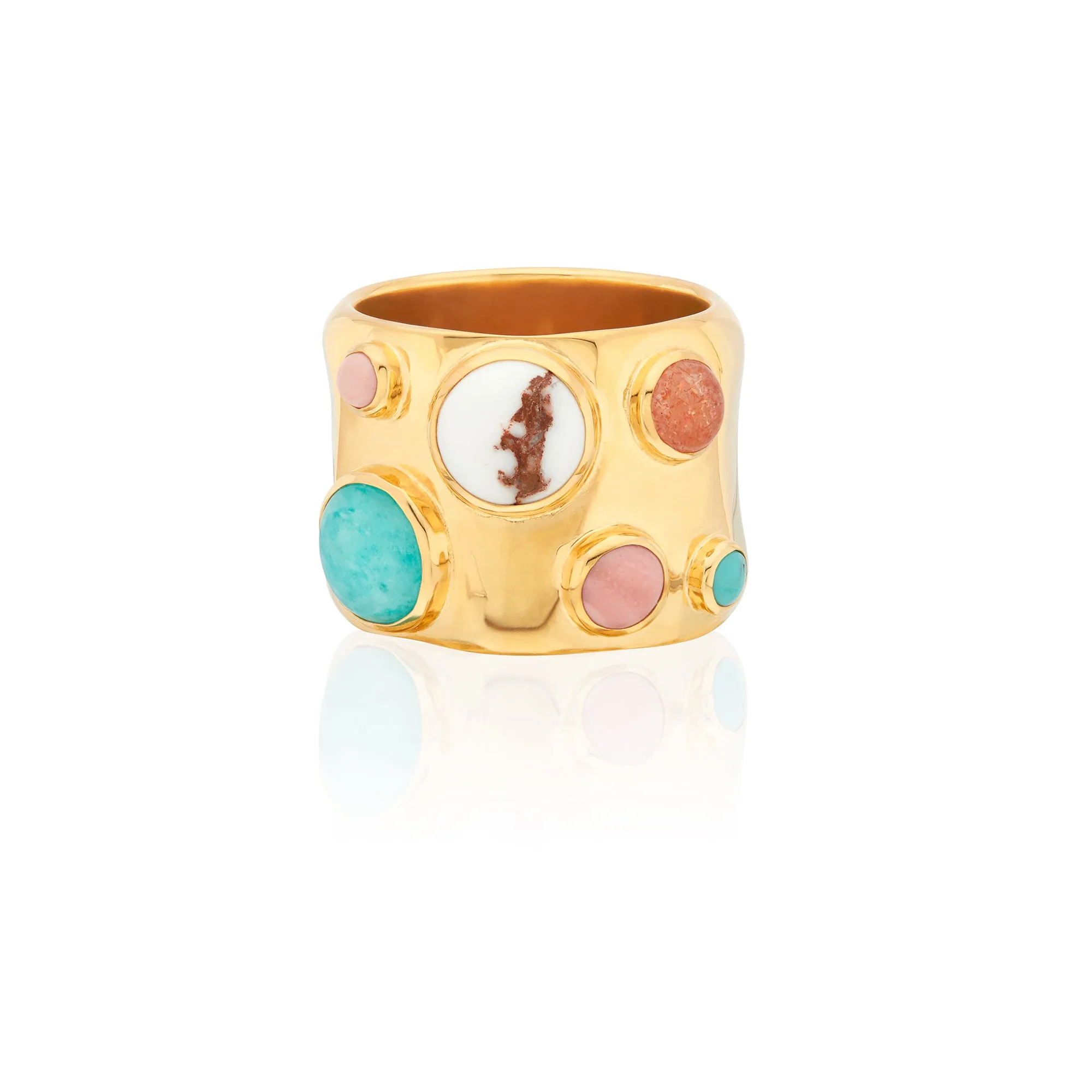 Wavy Multi-Stone Ring - Gold sold by Anna Beck