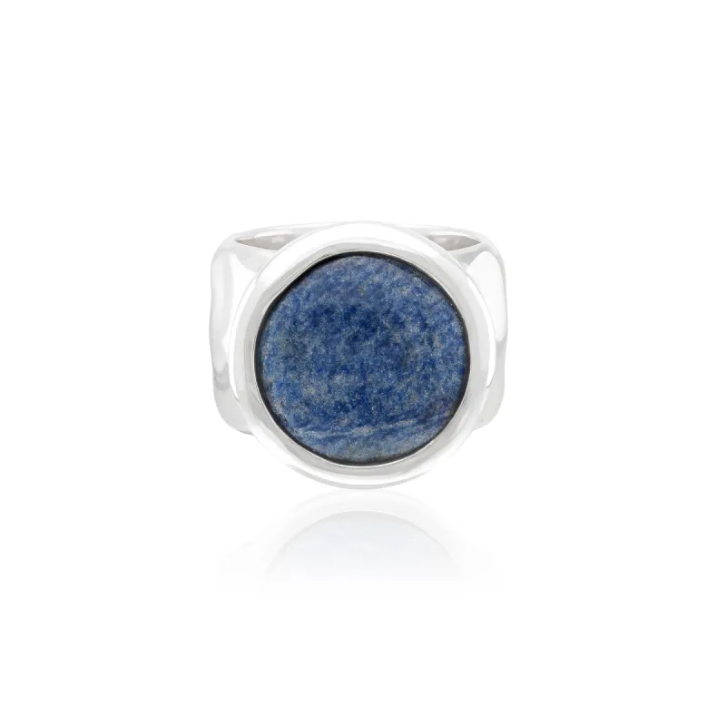 Large Wavy Dumortierite Signet Ring - Silver sold by Anna Beck