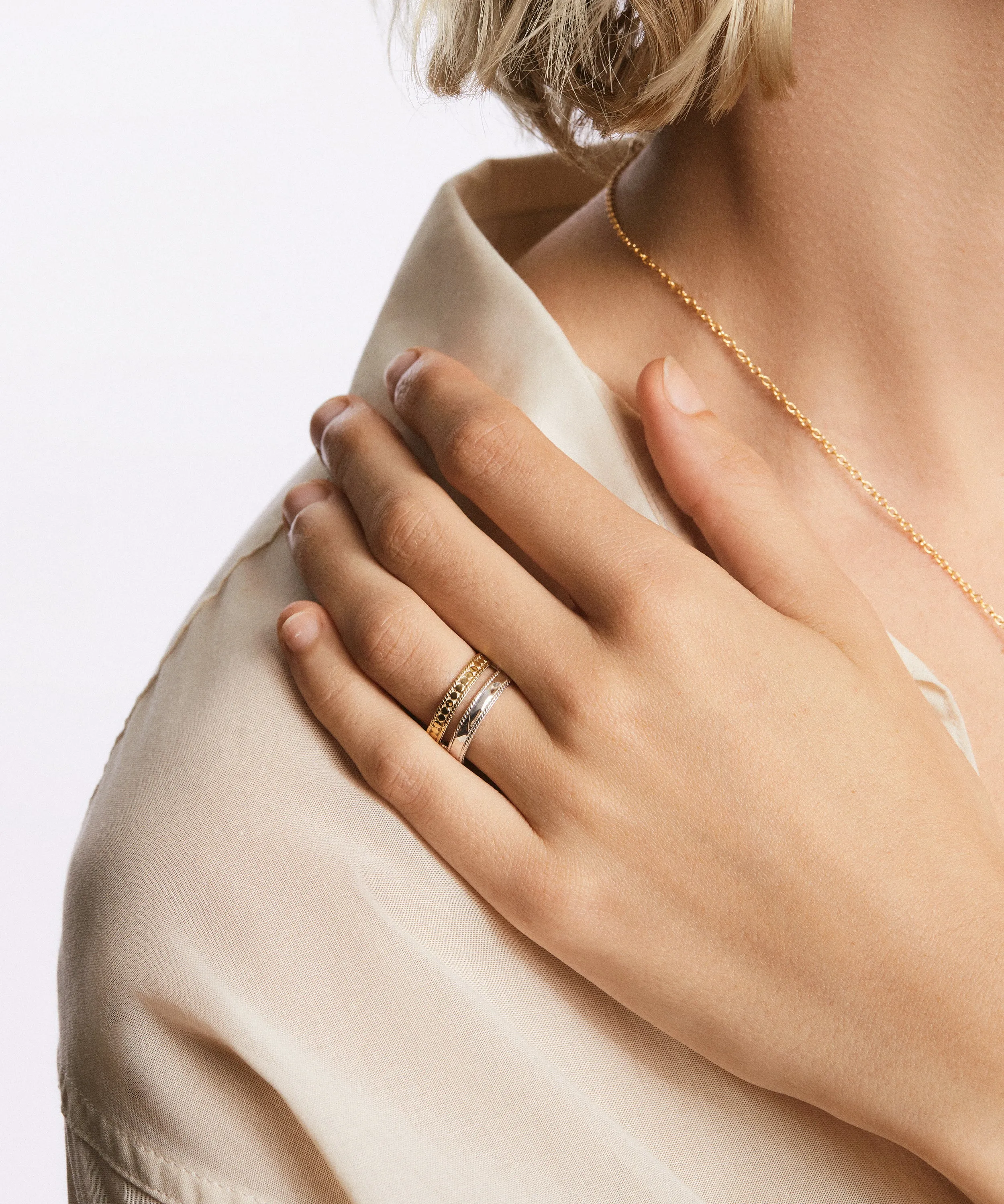 Hammered Double Band Ring - Gold & Silver sold by Anna Beck product image thumbnail 2