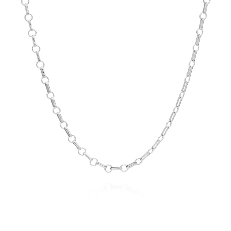 Bar & Ring Chain Collar Necklace - Silver sold by Anna Beck