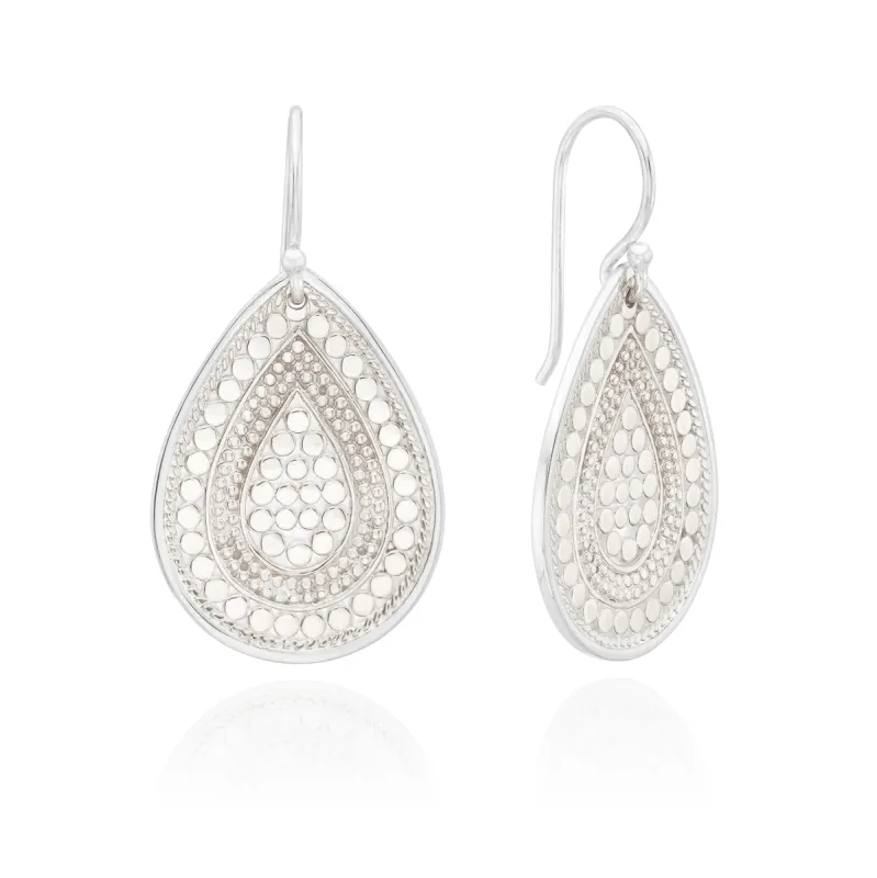 Contrast Dotted Teardrop Earrings - Silver sold by Anna Beck