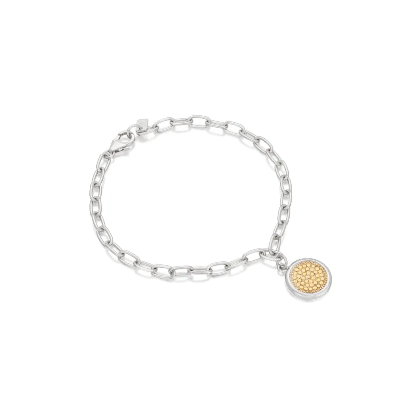Classic Smooth Rim Charm Bracelet - Gold & Silver sold by Anna Beck