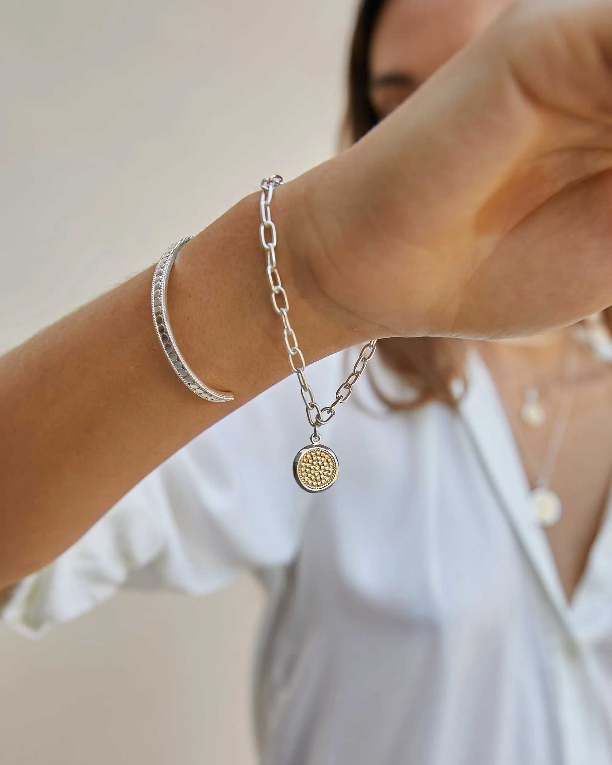 Classic Smooth Rim Charm Bracelet - Gold & Silver sold by Anna Beck product image thumbnail 2