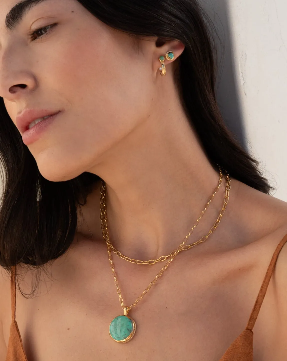 Single Turquoise Hoop Earrings sold by Anna Beck product image thumbnail 3