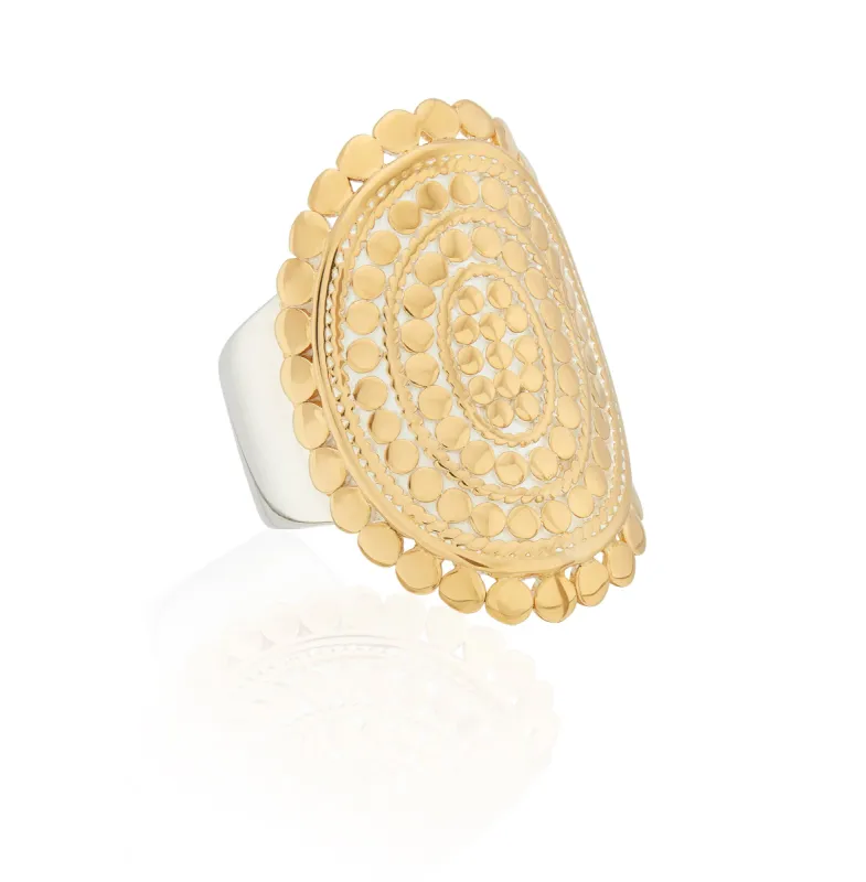 Scalloped Saddle Ring - Gold & Silver sold by Anna Beck