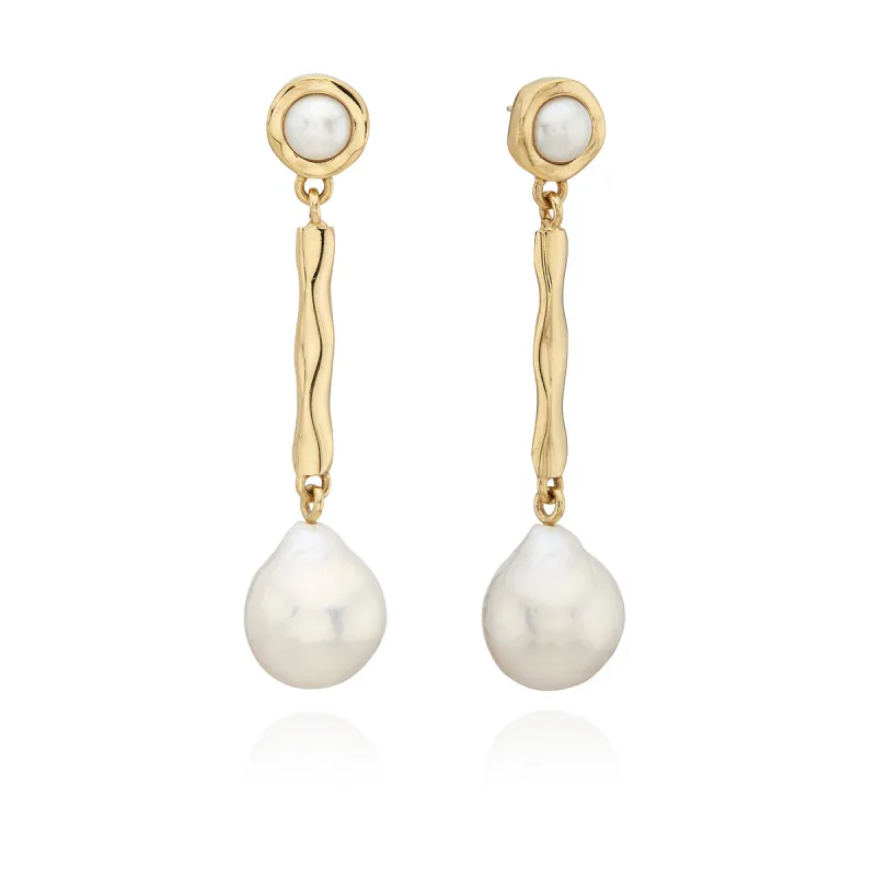 Wavy Drop Baroque Pearl Earrings sold by Anna Beck