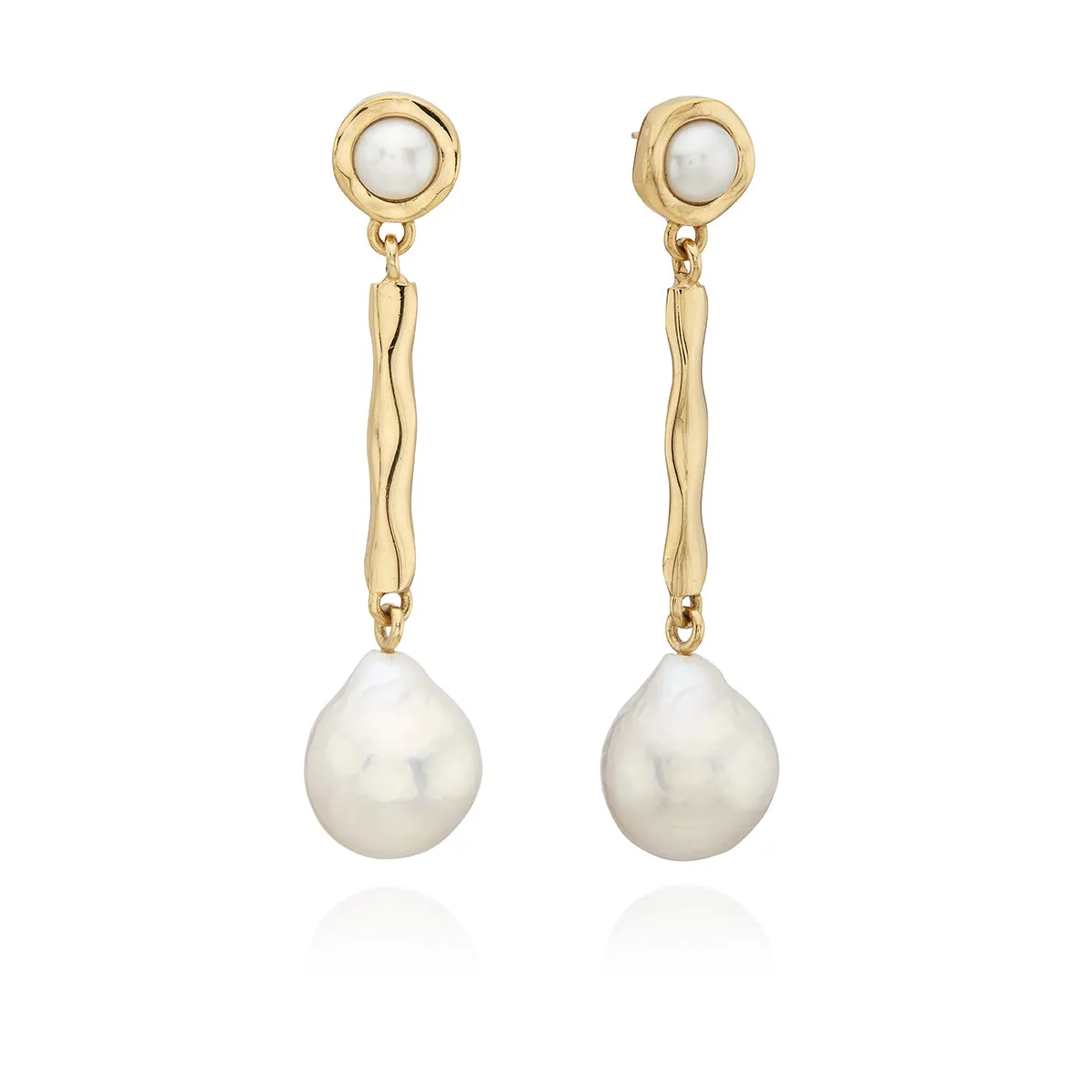 Wavy Drop Baroque Pearl Earrings sold by Anna Beck