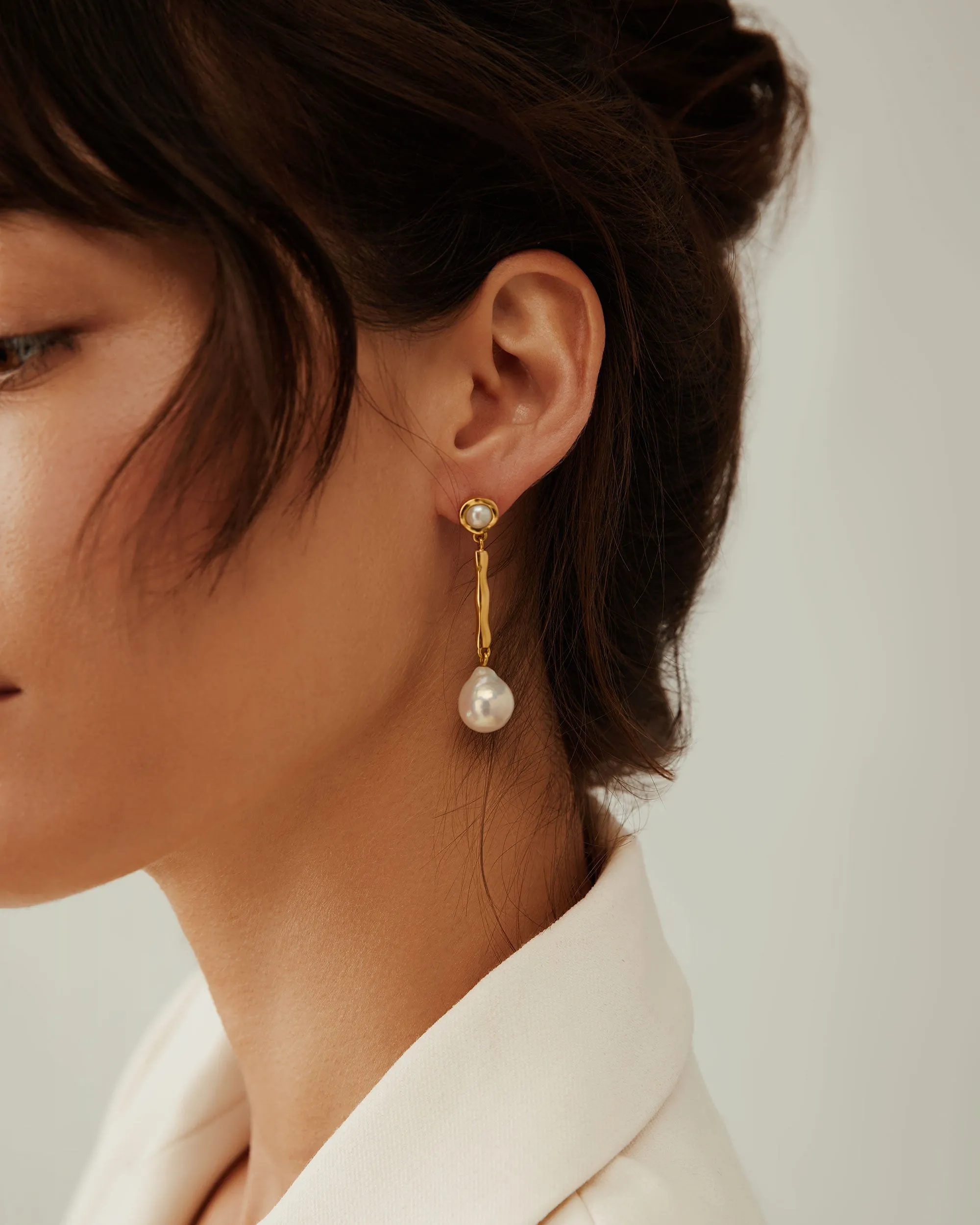 Wavy Drop Baroque Pearl Earrings sold by Anna Beck product image thumbnail 2