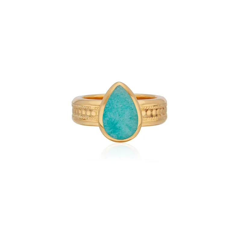 Amazonite Drop Cocktail Ring - Gold sold by Anna Beck