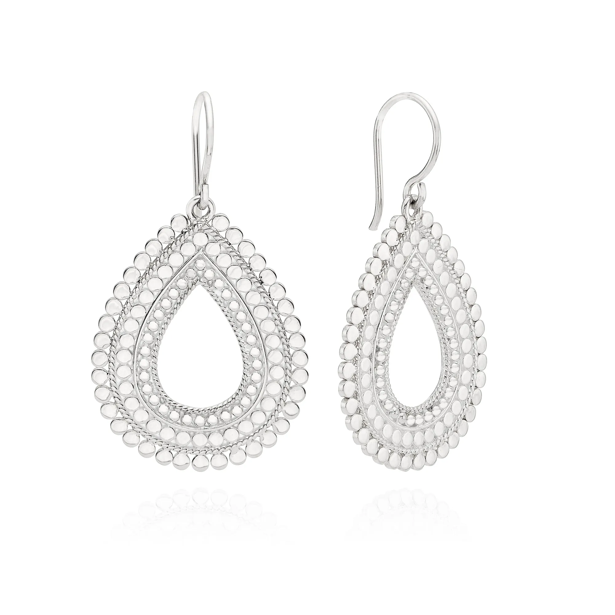 Large Scalloped Open Drop Earrings - Silver sold by Anna Beck