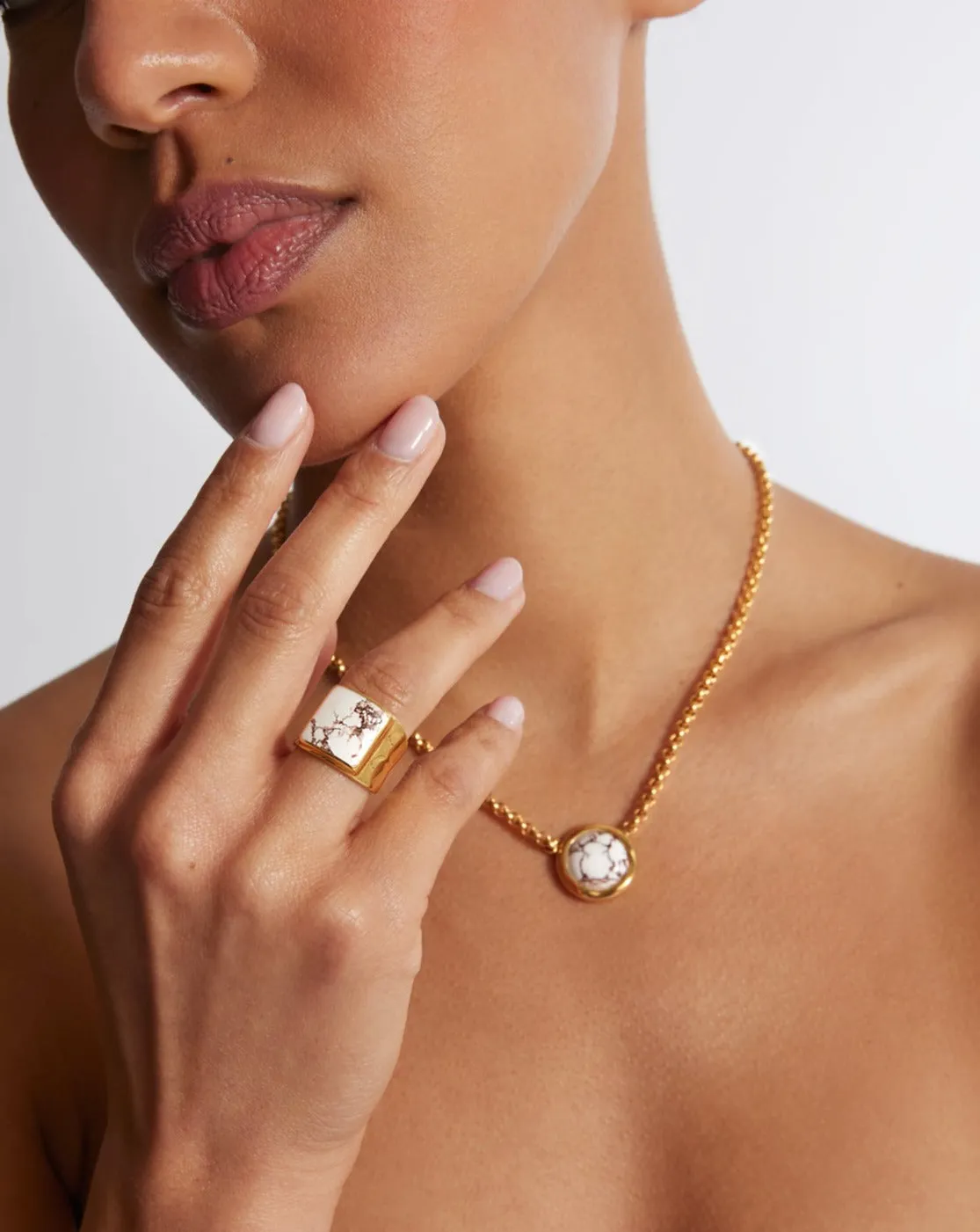 Medium White Buffalo Turquoise Pendant Necklace sold by Anna Beck product image thumbnail 3