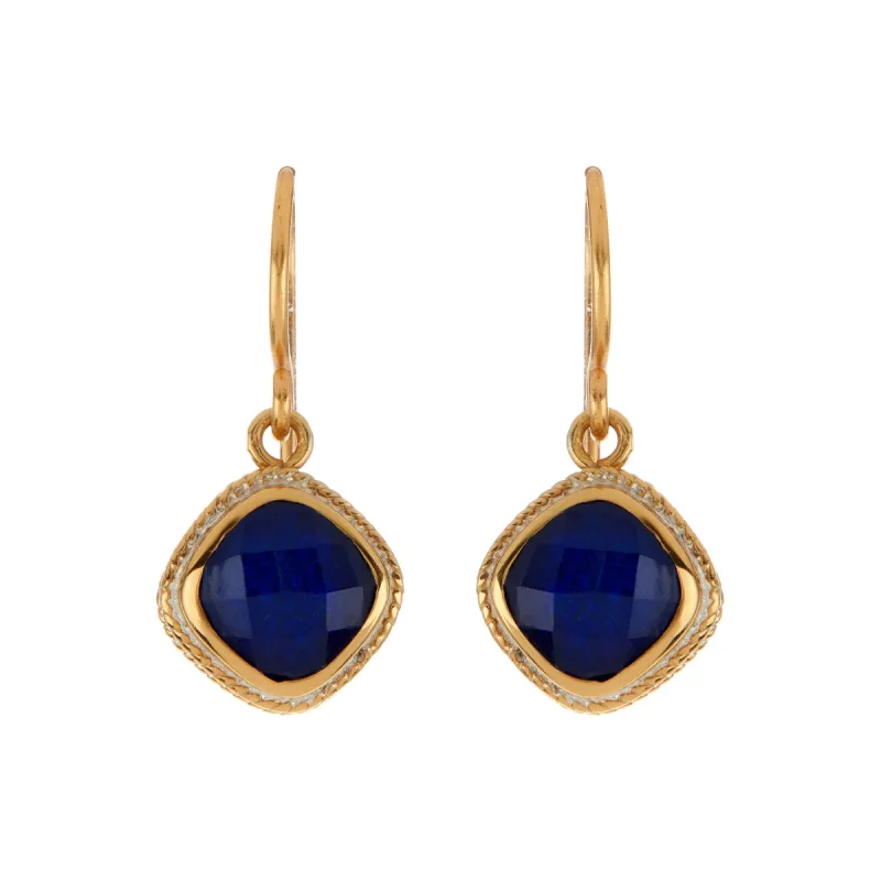 Lapis Quartz Cushion Drop Earrings sold by Anna Beck