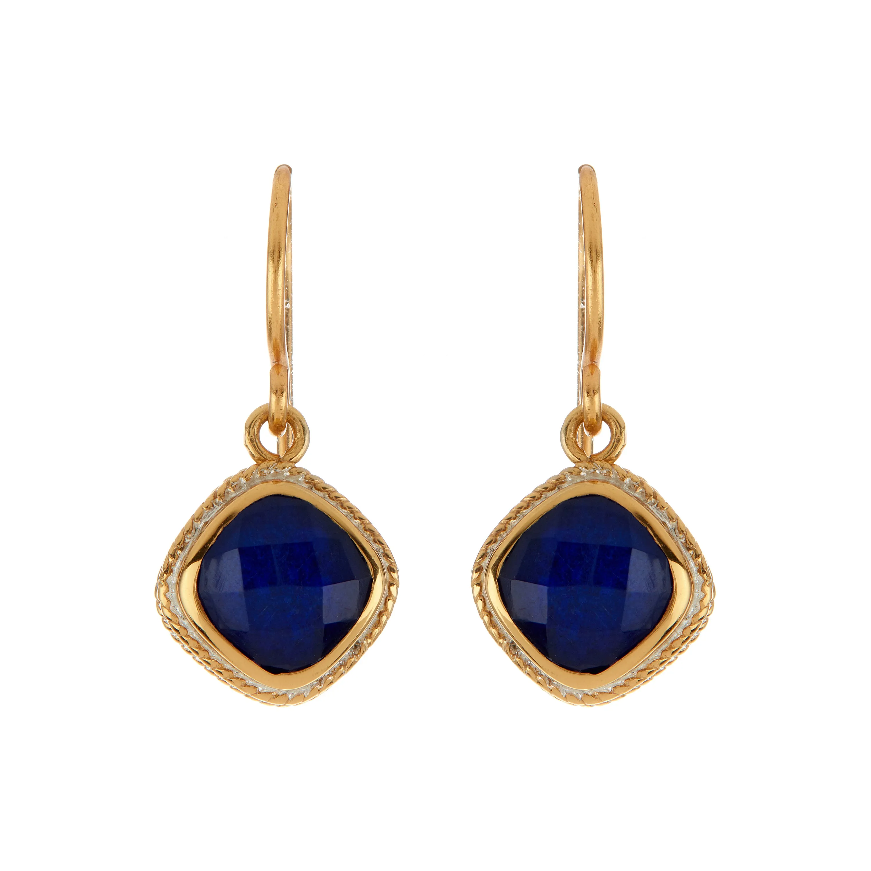 Lapis Quartz Cushion Drop Earrings sold by Anna Beck