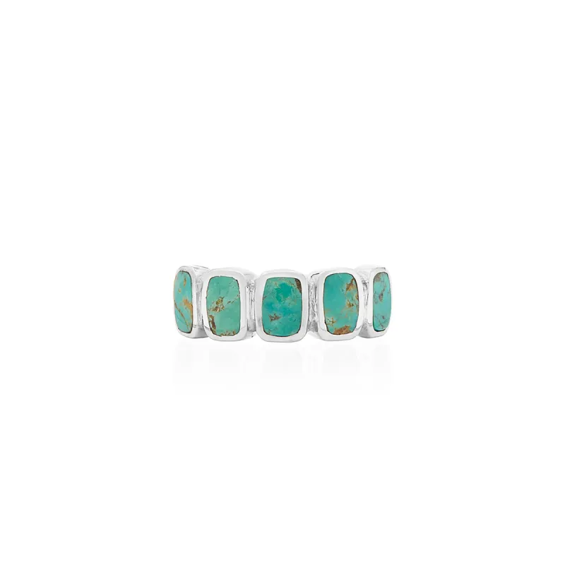 Turquoise Multi-Cushion Ring - Silver sold by Anna Beck