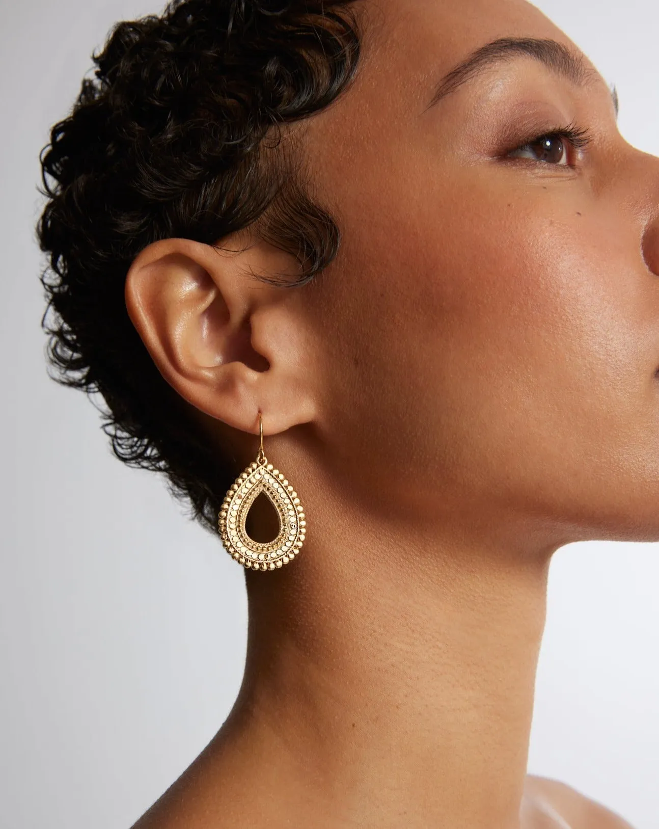 Large Scalloped Open Drop Earrings - Gold sold by Anna Beck product image thumbnail 2
