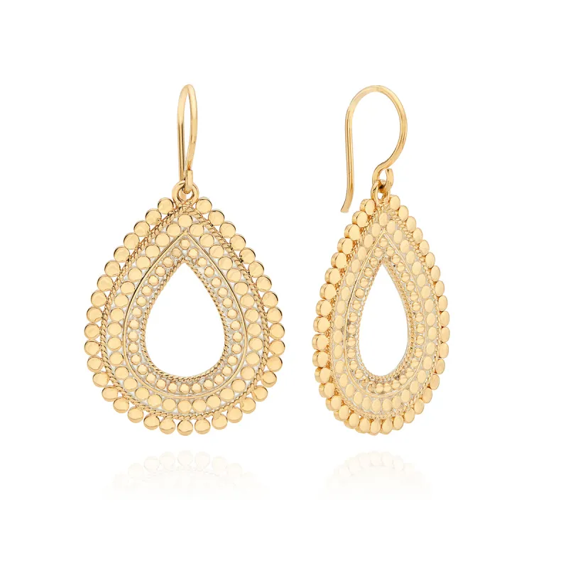 Large Scalloped Open Drop Earrings - Gold sold by Anna Beck
