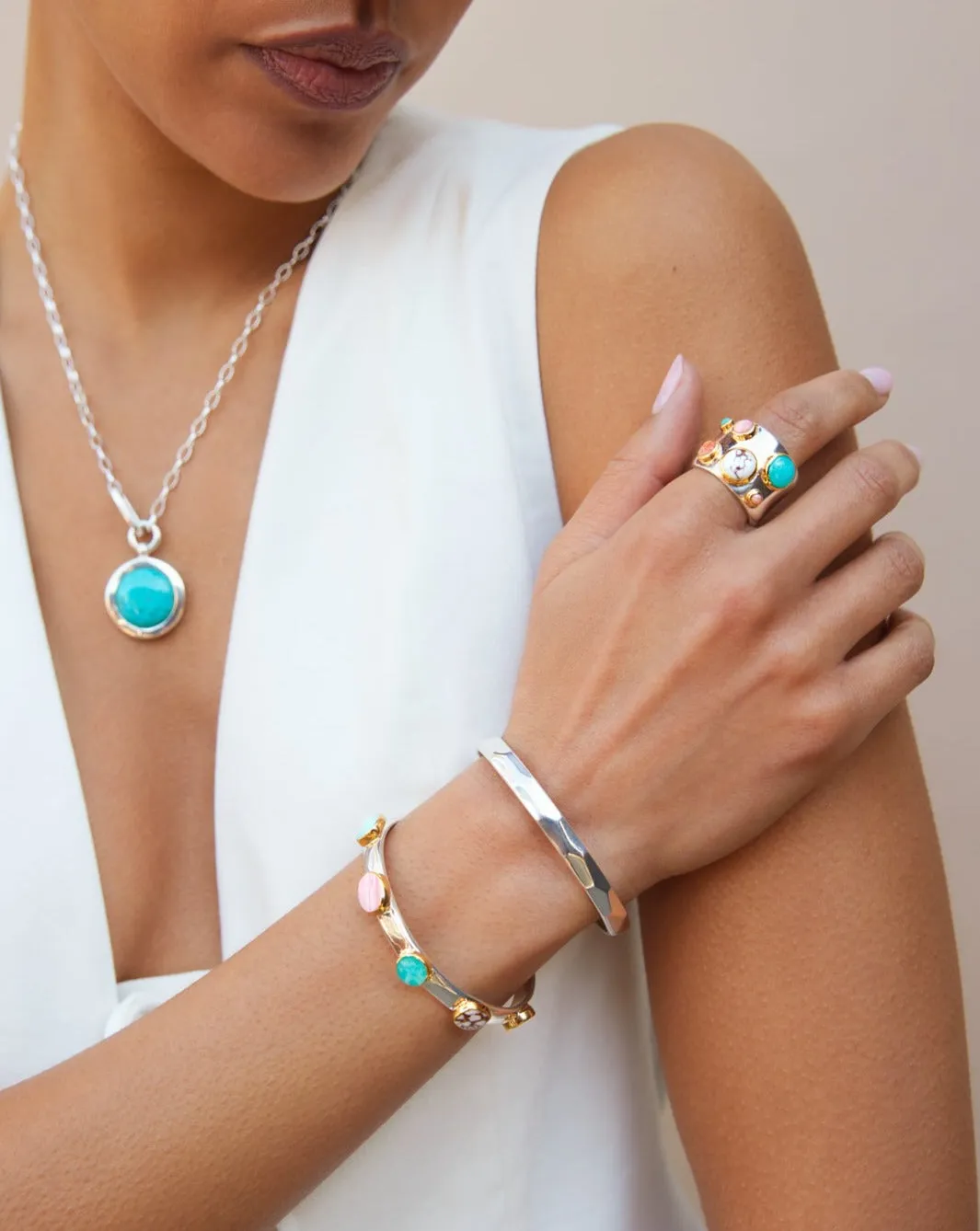 Wavy Multi-Stone Ring - Gold and Silver sold by Anna Beck product image thumbnail 3