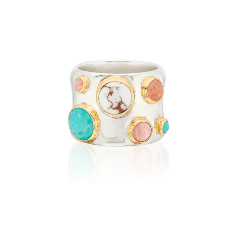 Wavy Multi-Stone Ring - Gold and Silver sold by Anna Beck