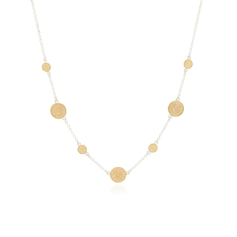 Contrast Dotted Station Collar Necklace - Gold and Silver sold by Anna Beck