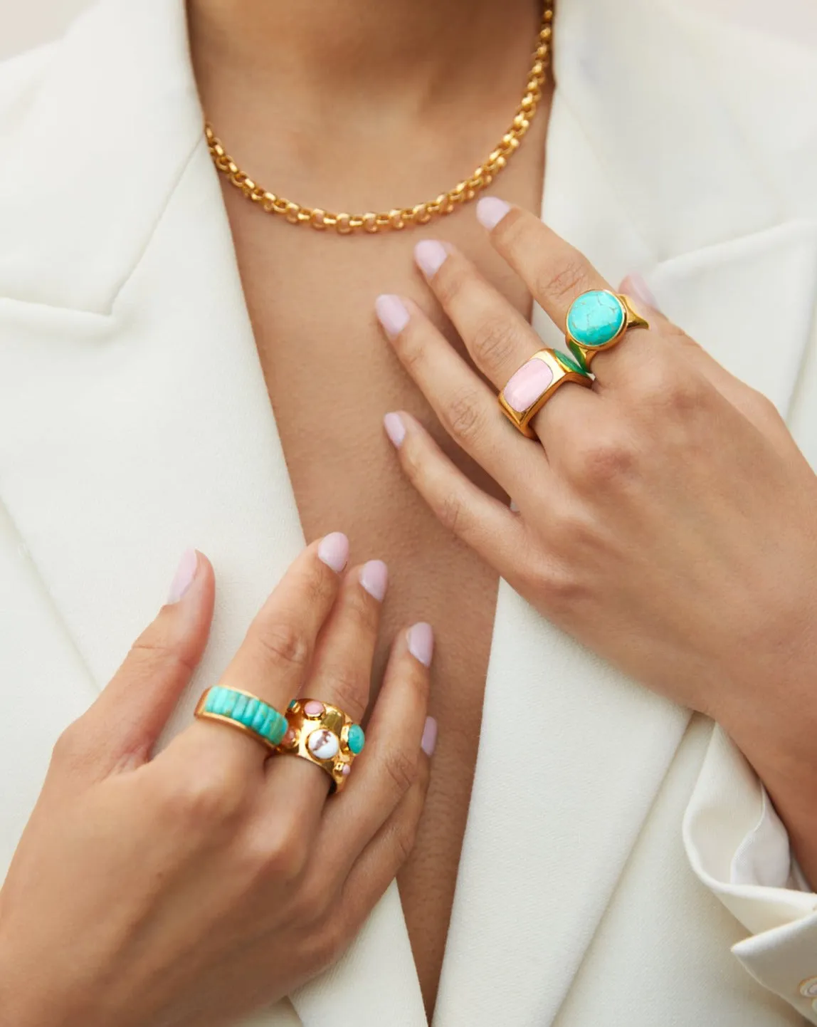 Large Wavy Turquoise Ring - Gold sold by Anna Beck product image thumbnail 3