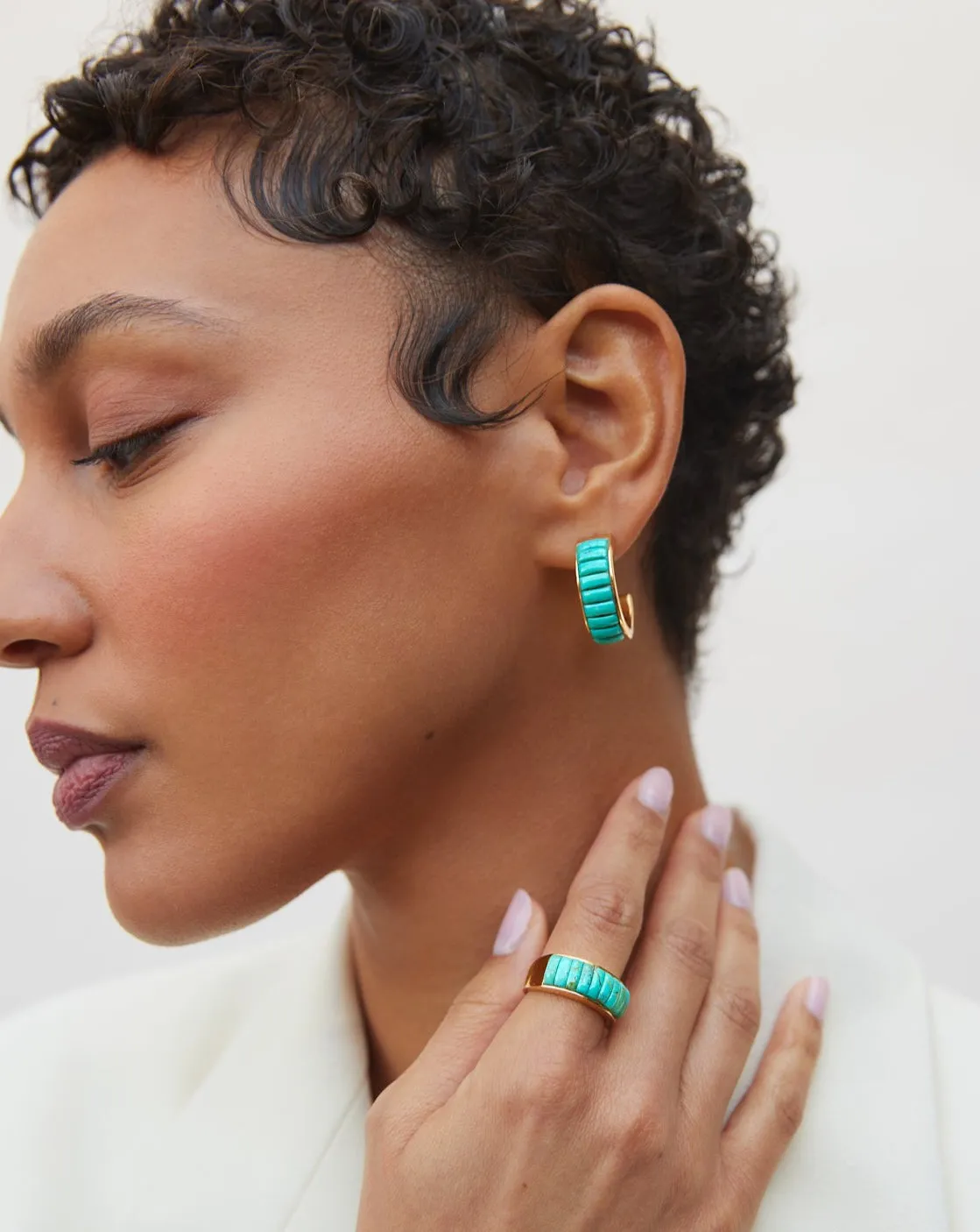 Rectangular Turquoise Multi-Stone Ring - Gold sold by Anna Beck product image thumbnail 2