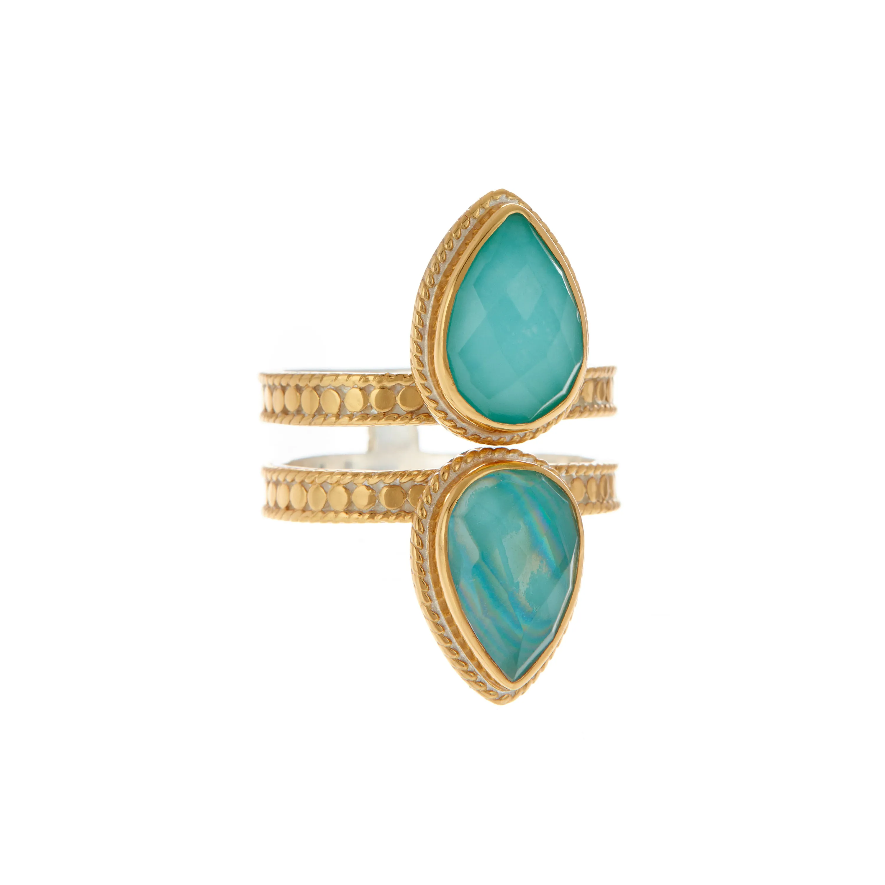 Turquoise and White Quartz Double Teardrop Ring sold by Anna Beck product image thumbnail 3