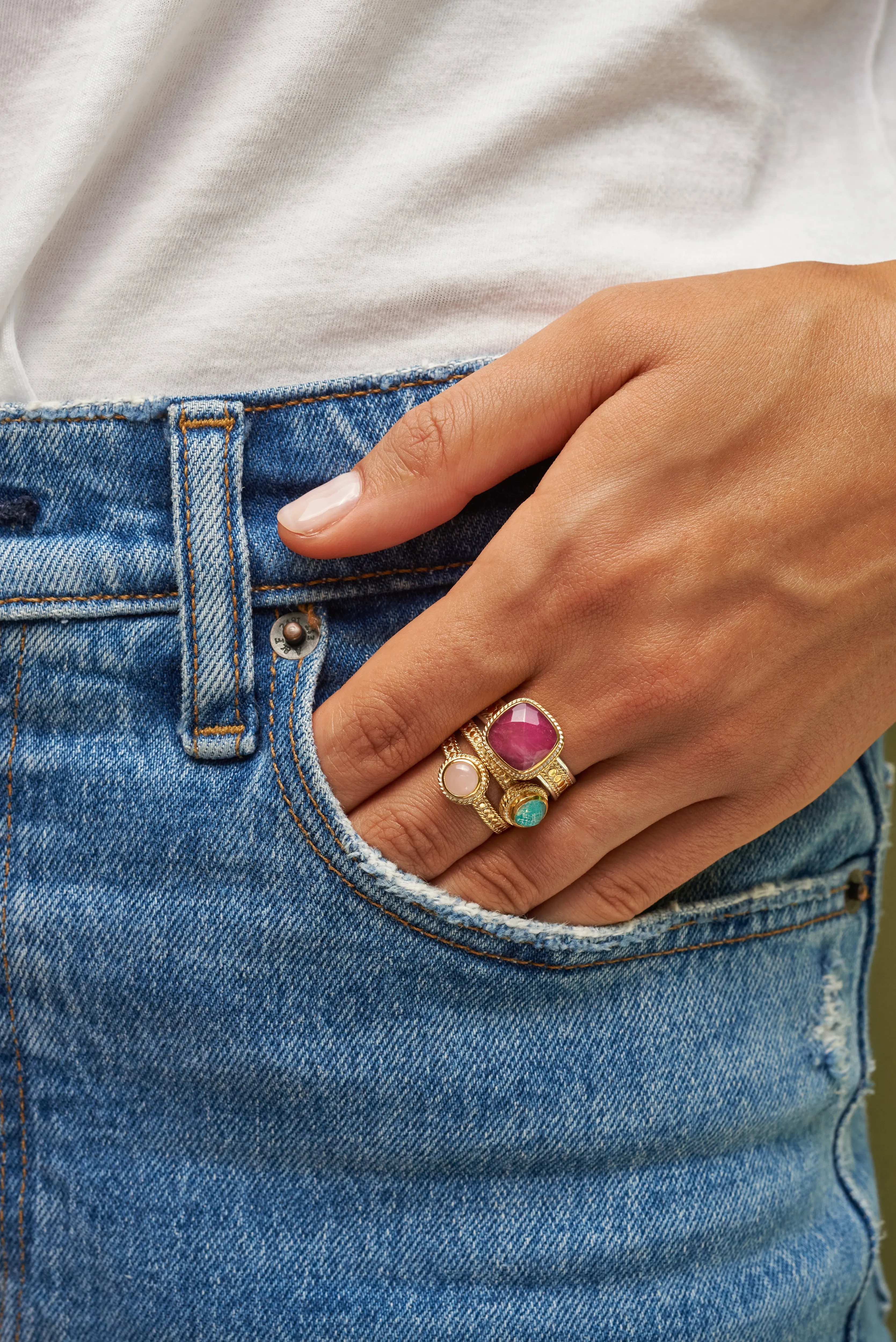 Pink Ruby Cushion Ring sold by Anna Beck product image thumbnail 2