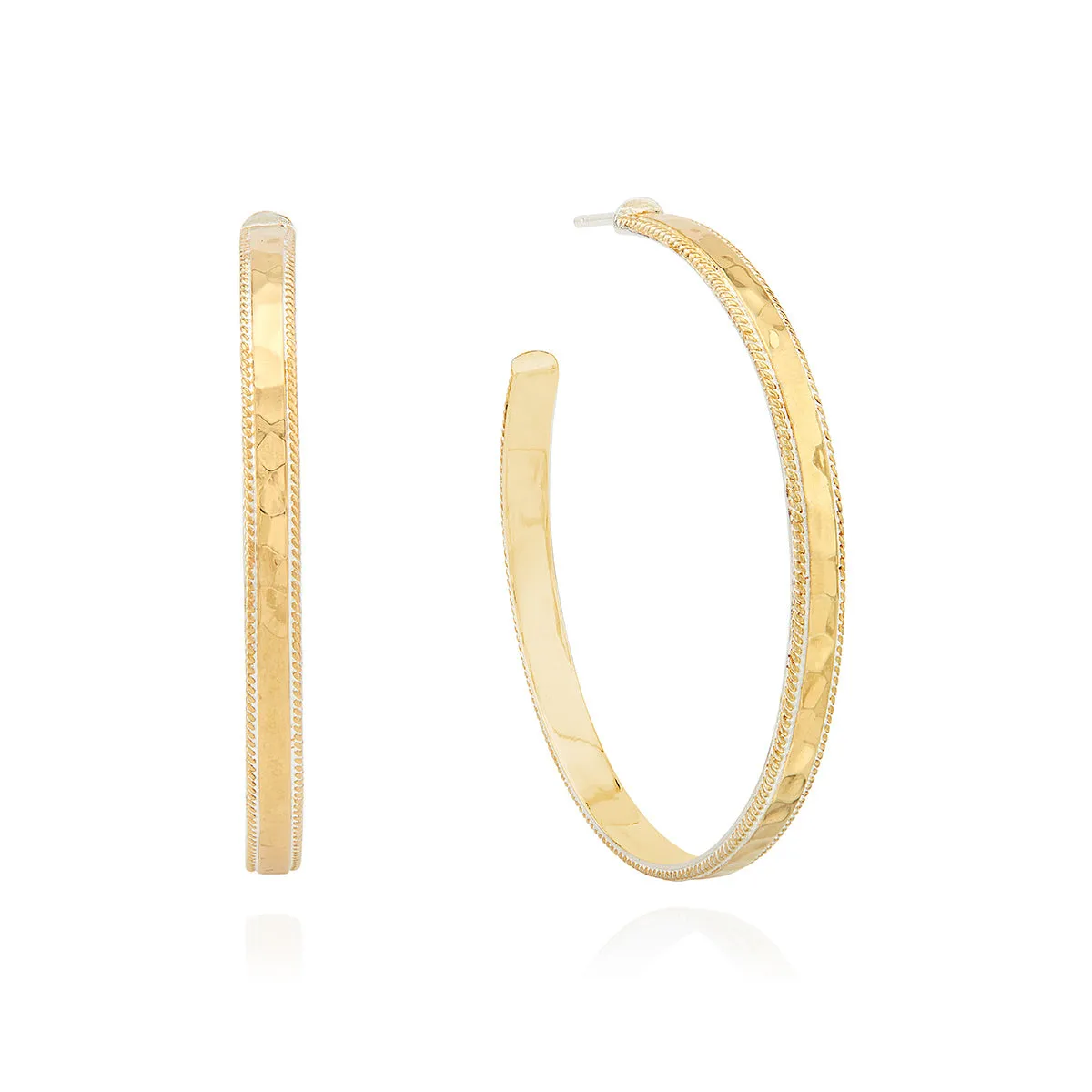 Large Hammered Hoop Earrings - Gold sold by Anna Beck