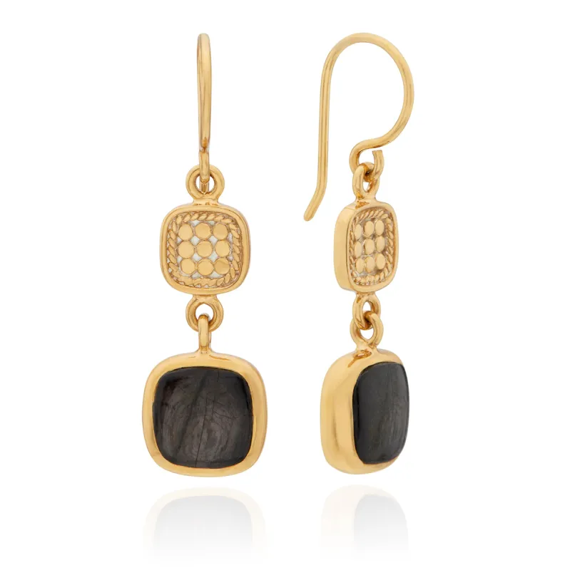Hypersthene Double Drop Earrings - Gold sold by Anna Beck