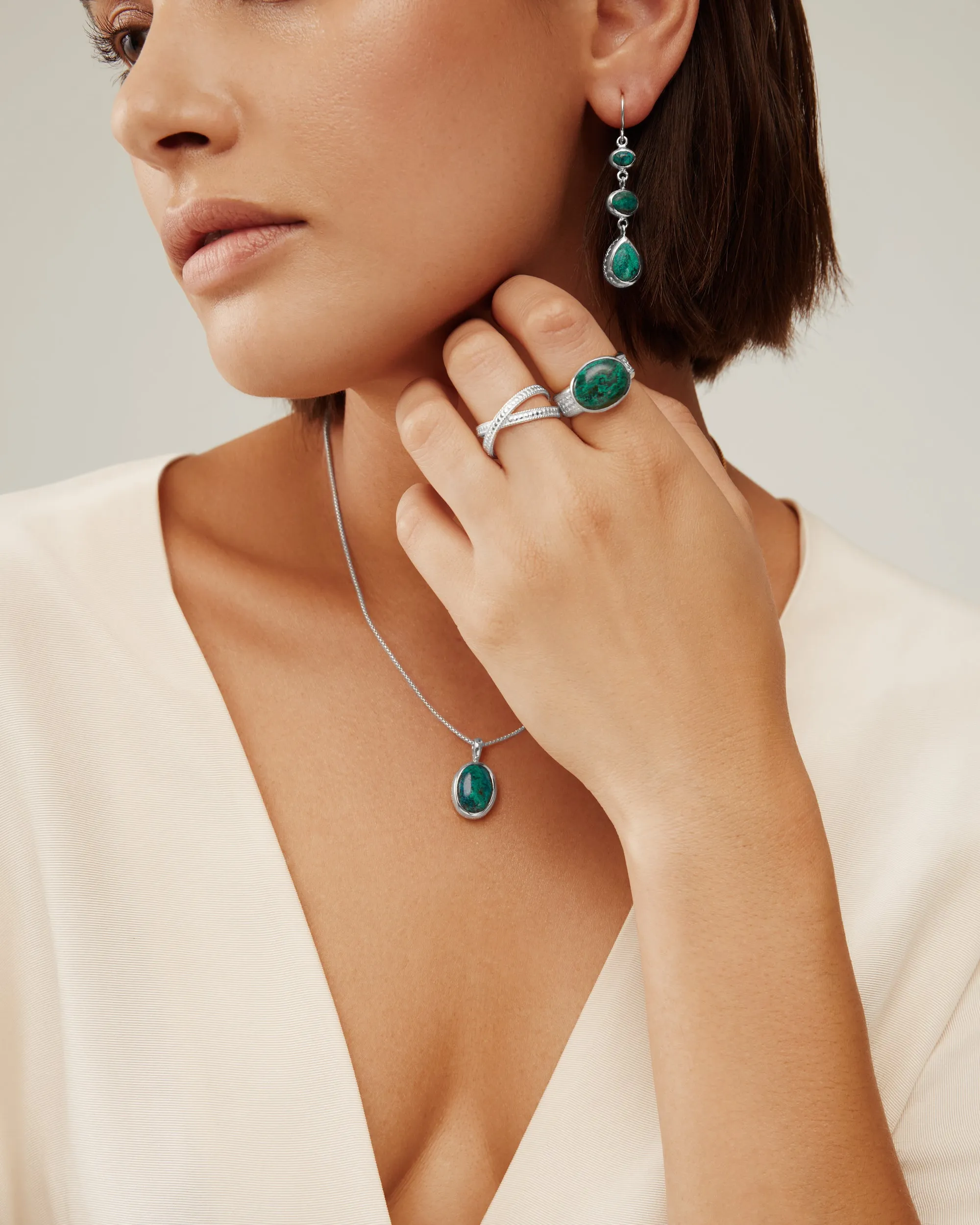 Large Malachite Chrysocolla Ring - Silver sold by Anna Beck product image thumbnail 3