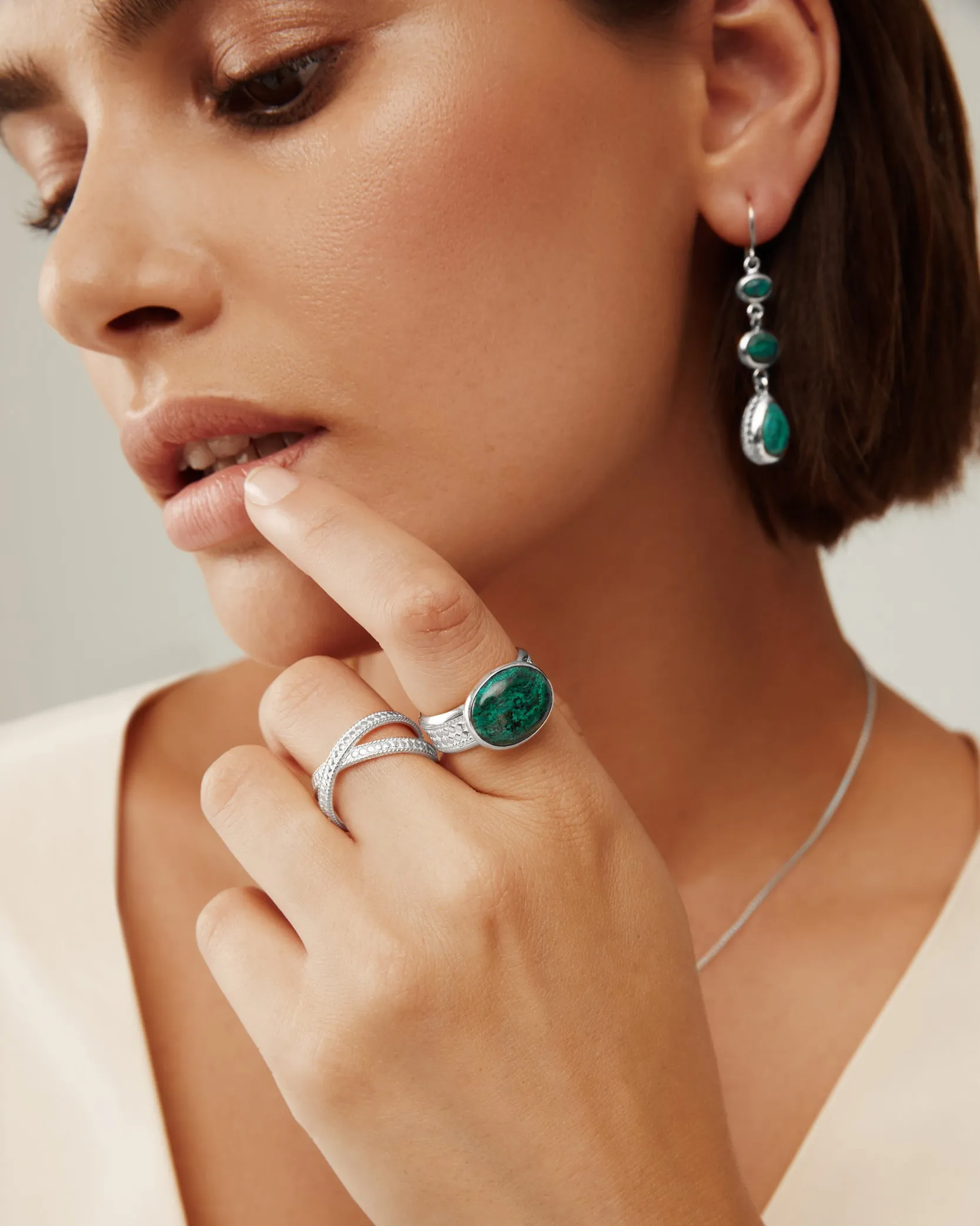 Large Malachite Chrysocolla Ring - Silver sold by Anna Beck product image thumbnail 2